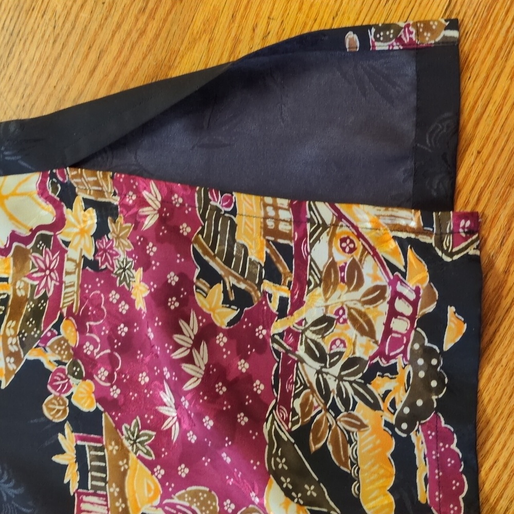 Chico's Vintage 100% Silk Asian Inspired Print Mandarin Collar Top Size 0 Small - Picture 8 of 11